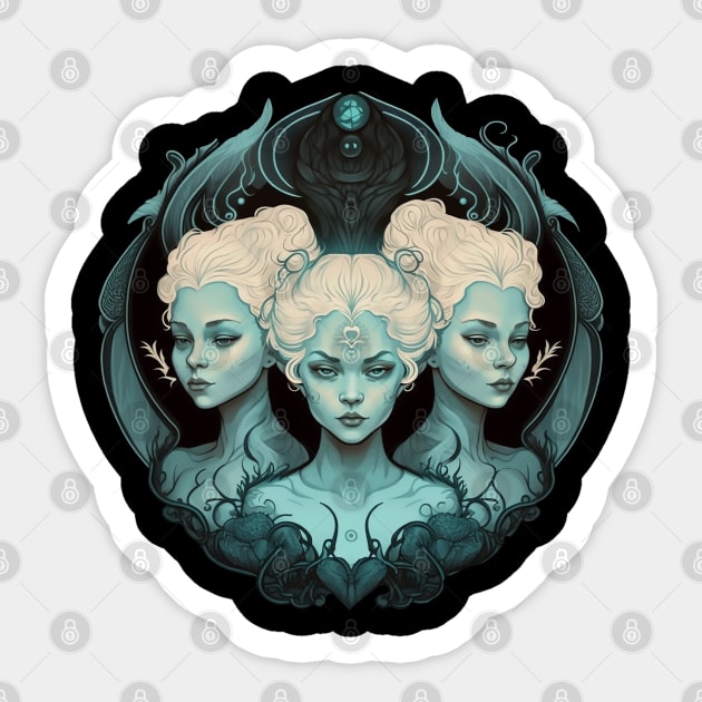 Triple Moon Goddess for witches and witchcraft prationers Sticker by tatadonets